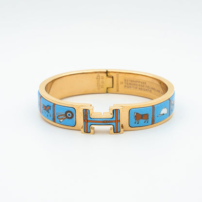 [Topon Jewelry]H PINK GOLD BRACELET BLUE CERAMIC