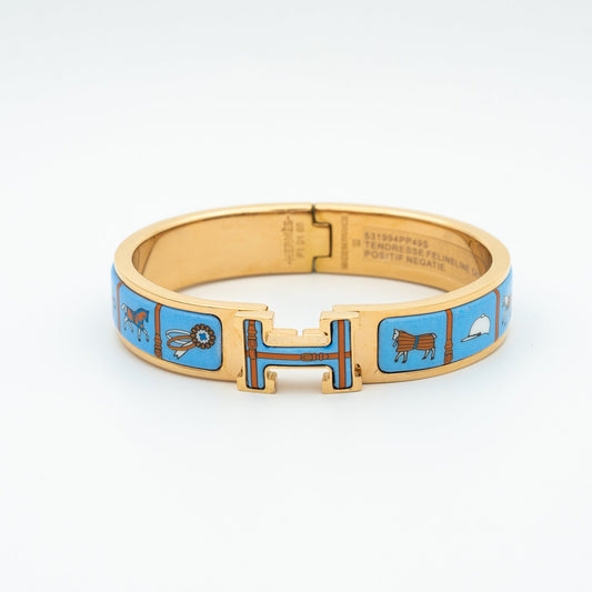 [Topon Jewelry]H PINK GOLD BRACELET BLUE CERAMIC