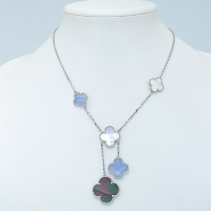 [Topon Jewelry]CLOVER MOP CHALCEDONY NECKLACE SILVER 6 MOTIF