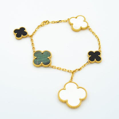 [Topon Jewelry]CLOVER BRACELET 5 MOTIFS ONYX MOP