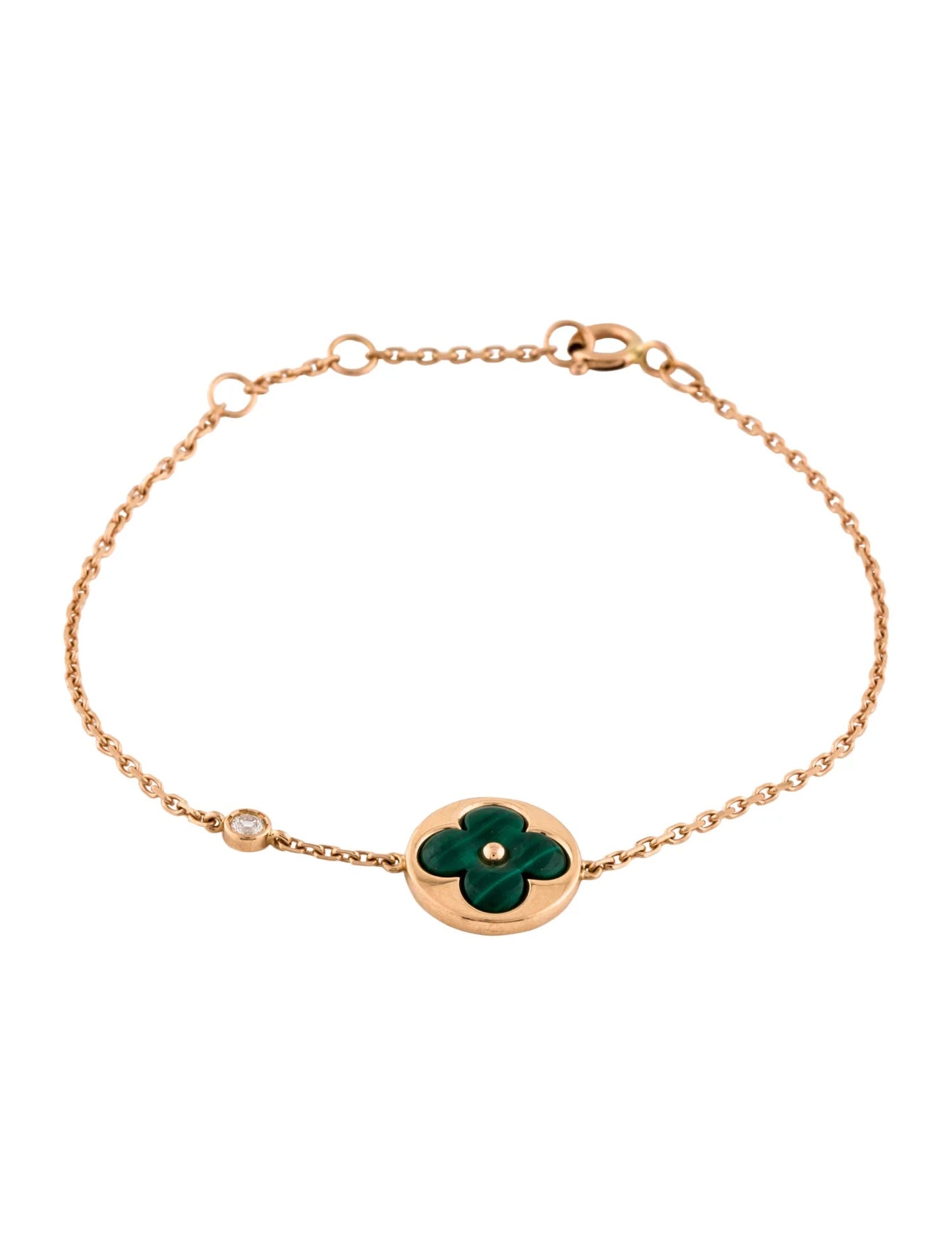 [Topon Jewelry]SUN MALACHITE 1 DIAMOND PINK GOLD BRACELET