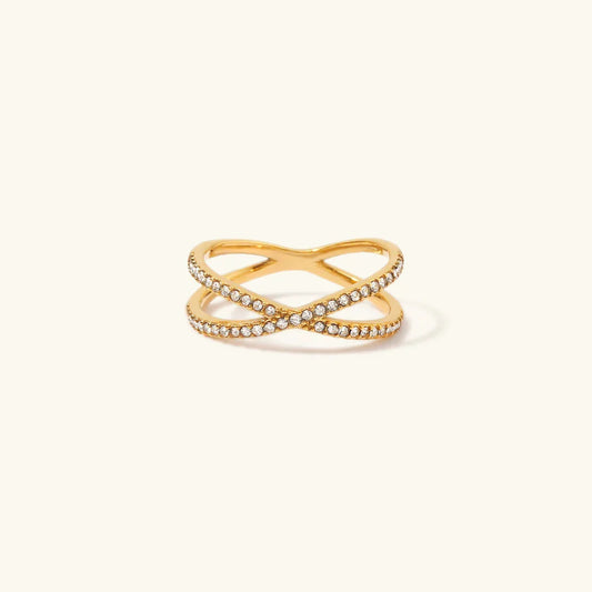 [Topon]Nia Gold Diamond Cross Ring
