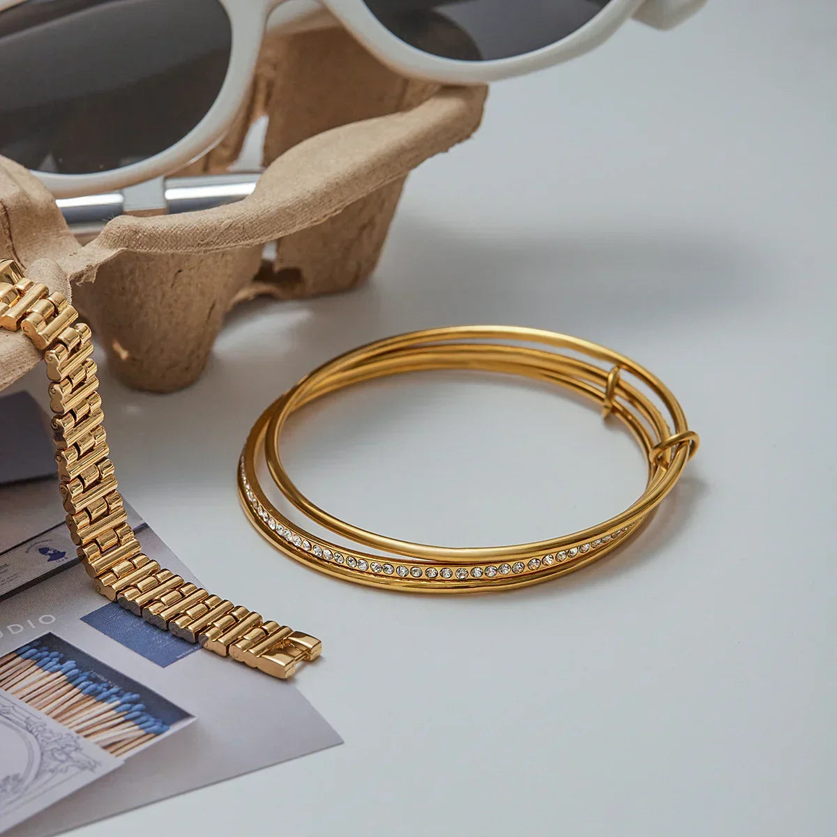 [Topon]Quinley Stacked Diamond Bracelet