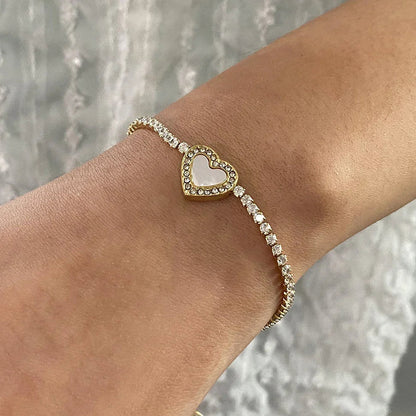 [Topon]Cameron Diamond Heart Tennis Bracelet