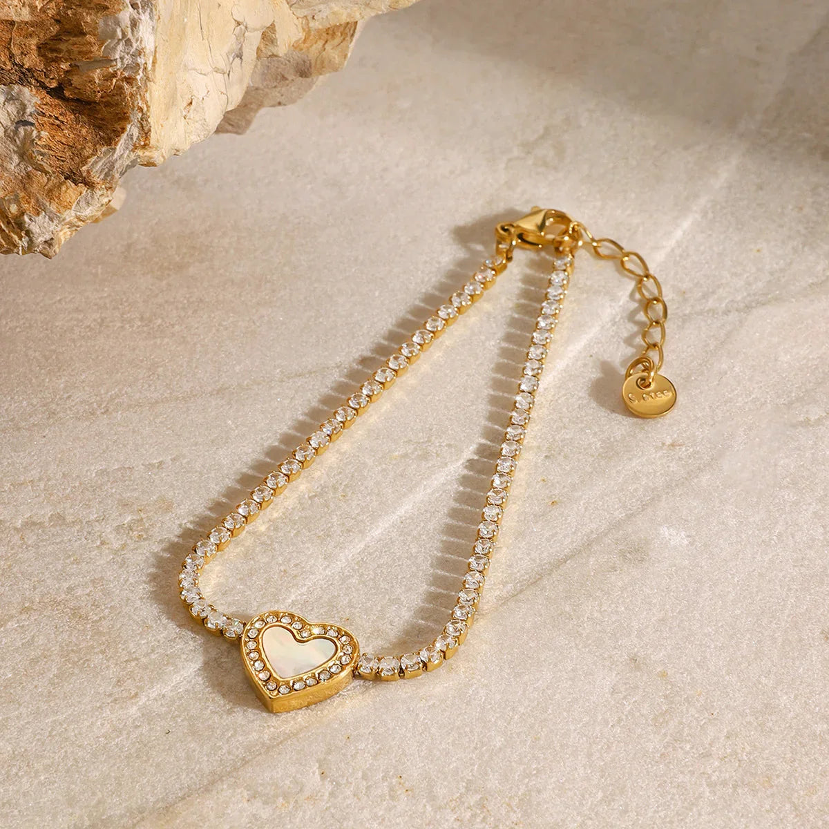 [Topon]Cameron Diamond Heart Tennis Bracelet