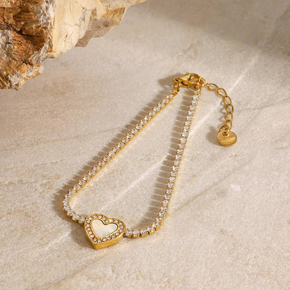 [Topon]Cameron Diamond Heart Tennis Bracelet