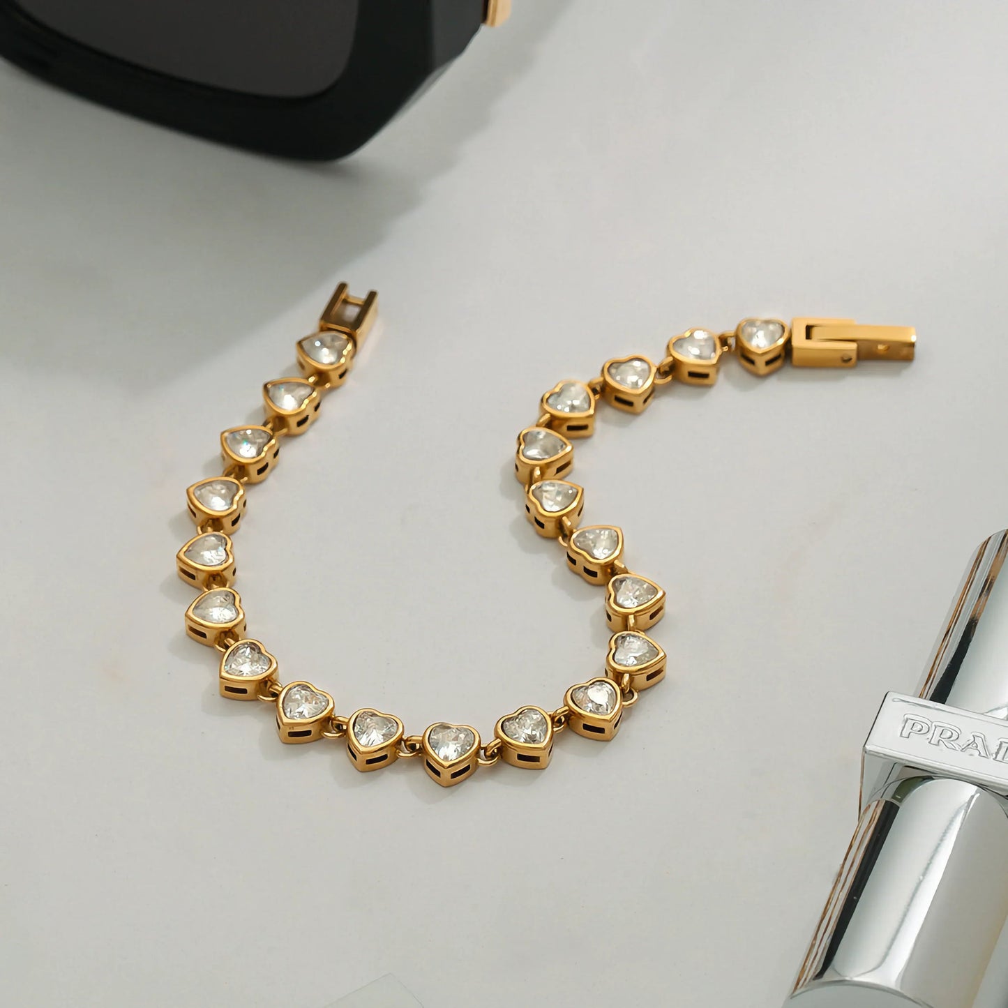 [Topon]Romani Heart Shaped Tennis Bracelet
