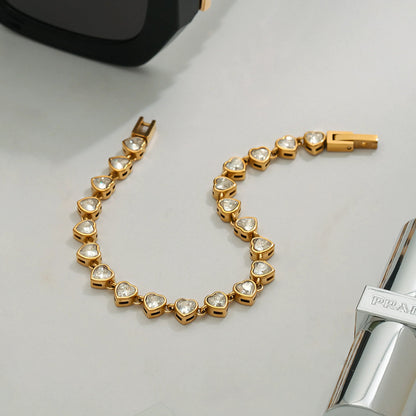 [Topon]Romani Heart Shaped Tennis Bracelet