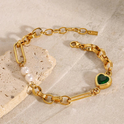 [Topon]Maddison Pearl Chain Gold Bracelet