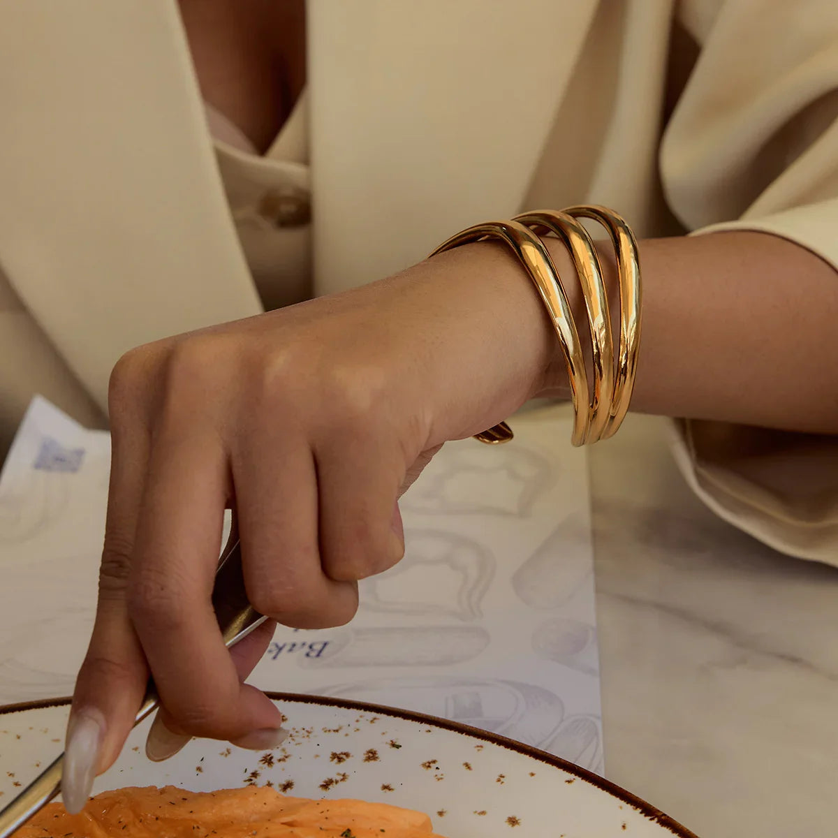 [Topon]Meredith Triple Layer Gold Bangle