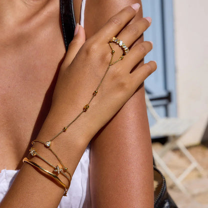 [Topon]Brienne Diamond Cross Herringbone Bracelet