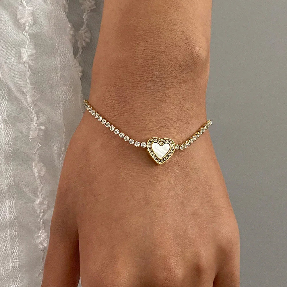 [Topon]Cameron Diamond Heart Tennis Bracelet