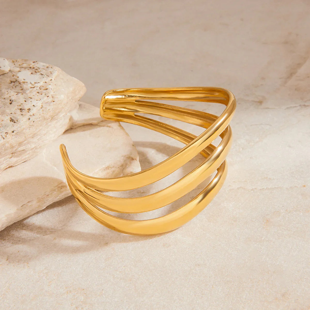 [Topon]Meredith Triple Layer Gold Bangle
