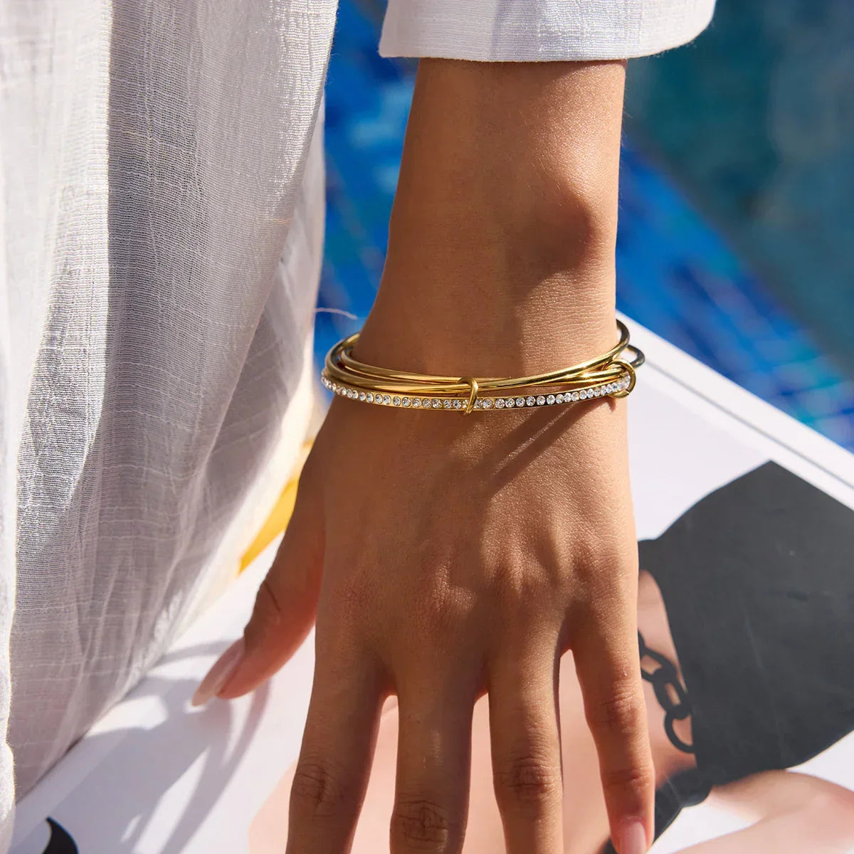 [Topon]Quinley Stacked Diamond Bracelet