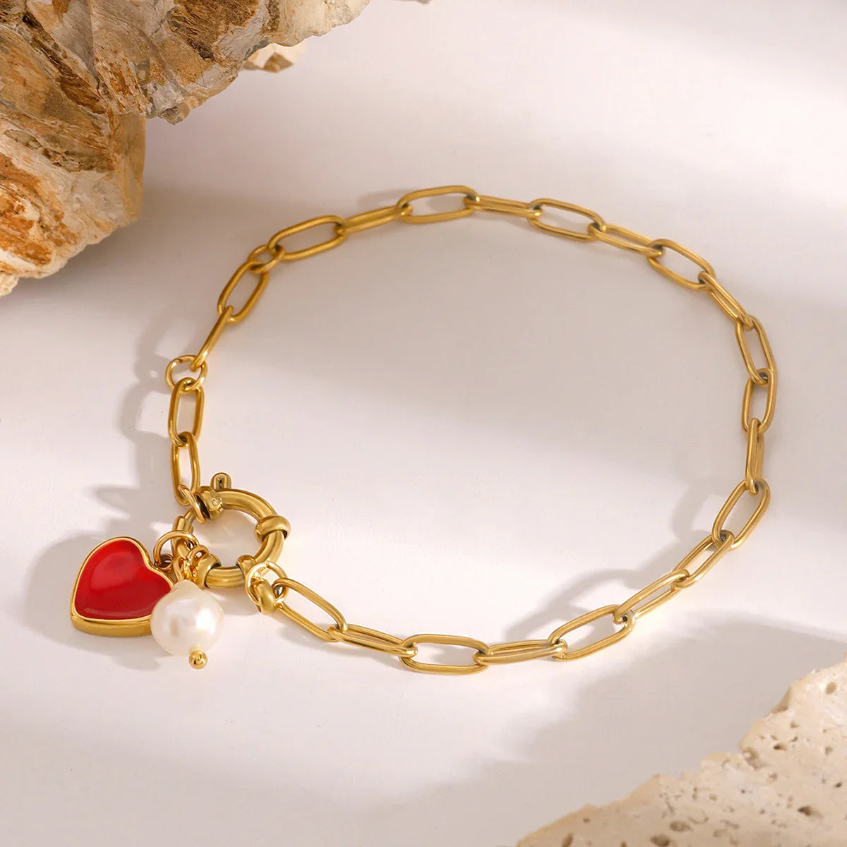 [Topon]Nerissa Heart Chain Pearl Bracelet