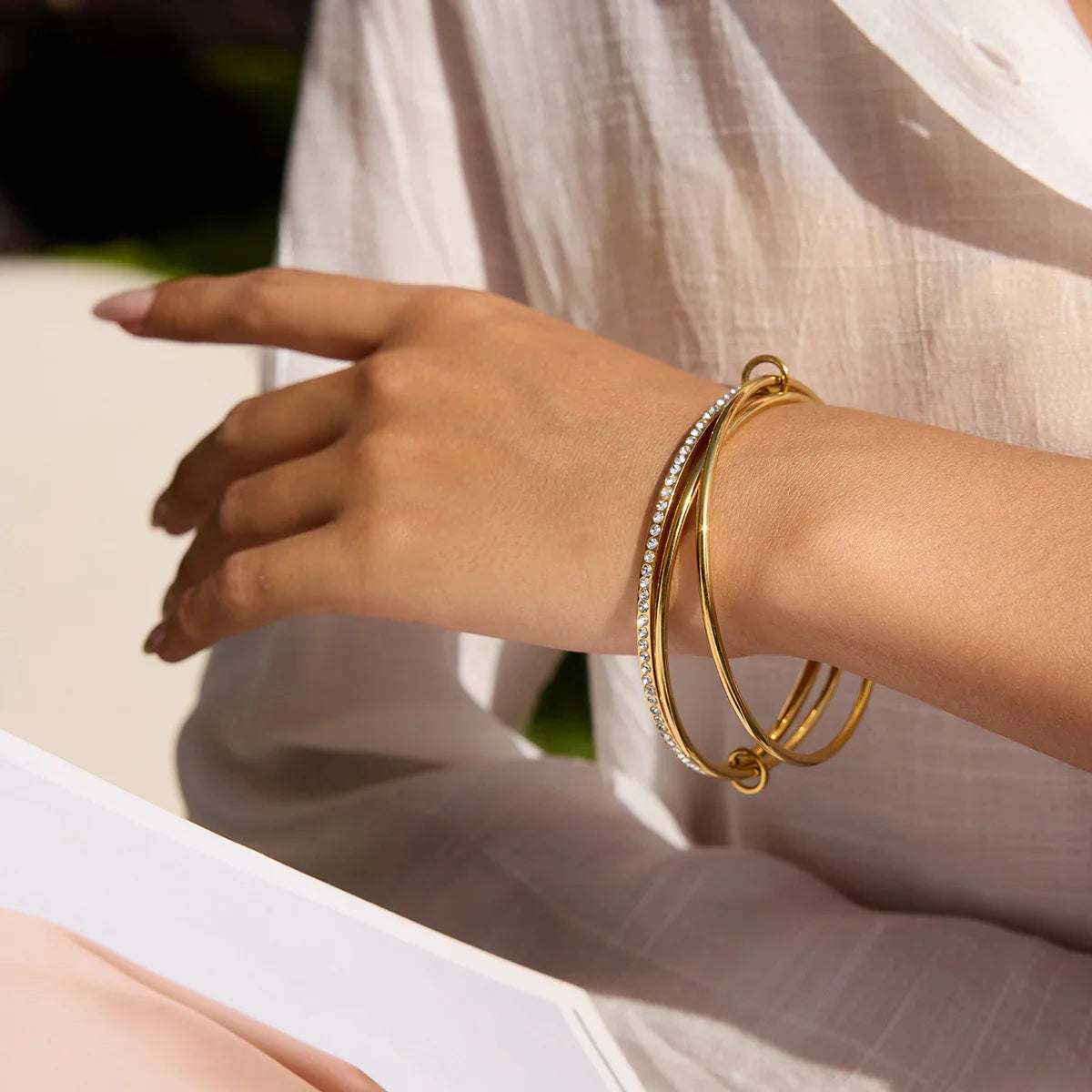 [Topon]Quinley Stacked Diamond Bracelet