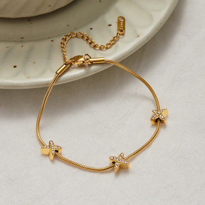 [Topon]Brienne Diamond Cross Herringbone Bracelet