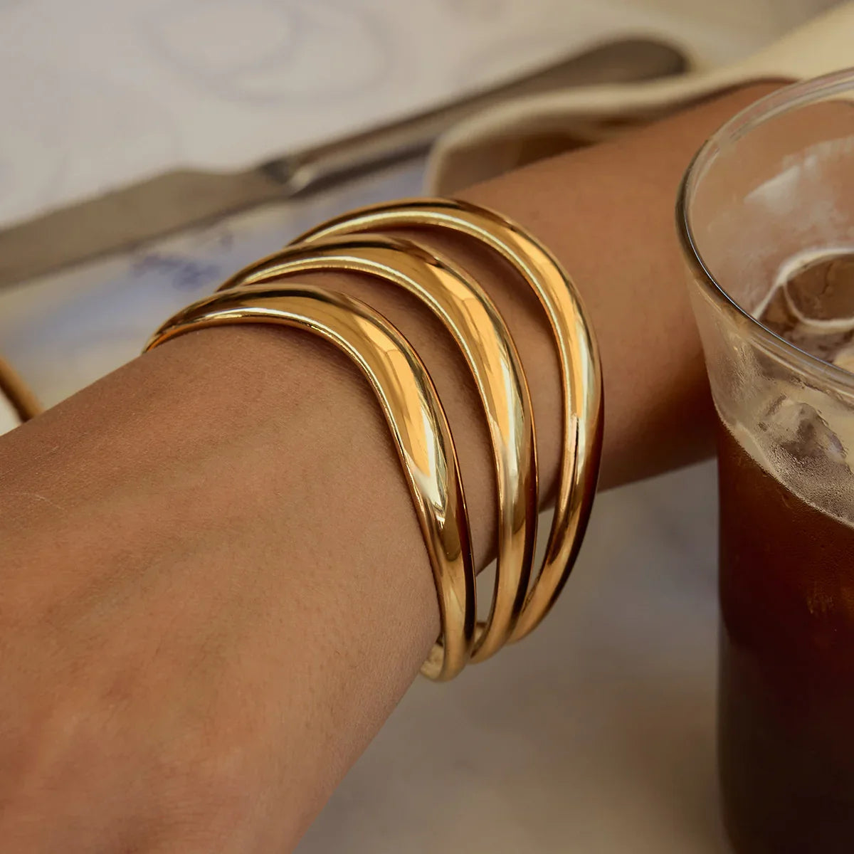 [Topon]Meredith Triple Layer Gold Bangle