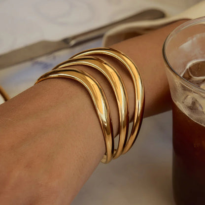 [Topon]Meredith Triple Layer Gold Bangle