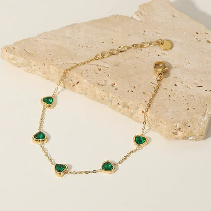 [Topon]Francia Green Heart Bracelet