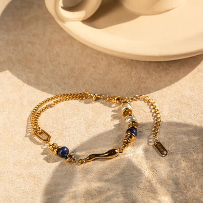 [Topon]Quintessa Layered Chain Pearl Bracelet