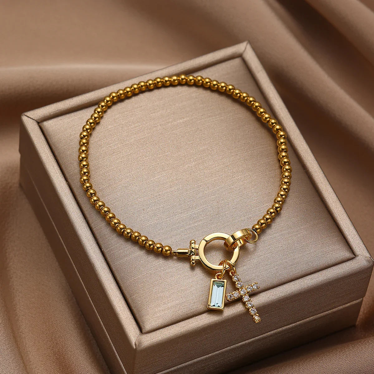 [Topon]Amalia Birthstone Cross Bracelet