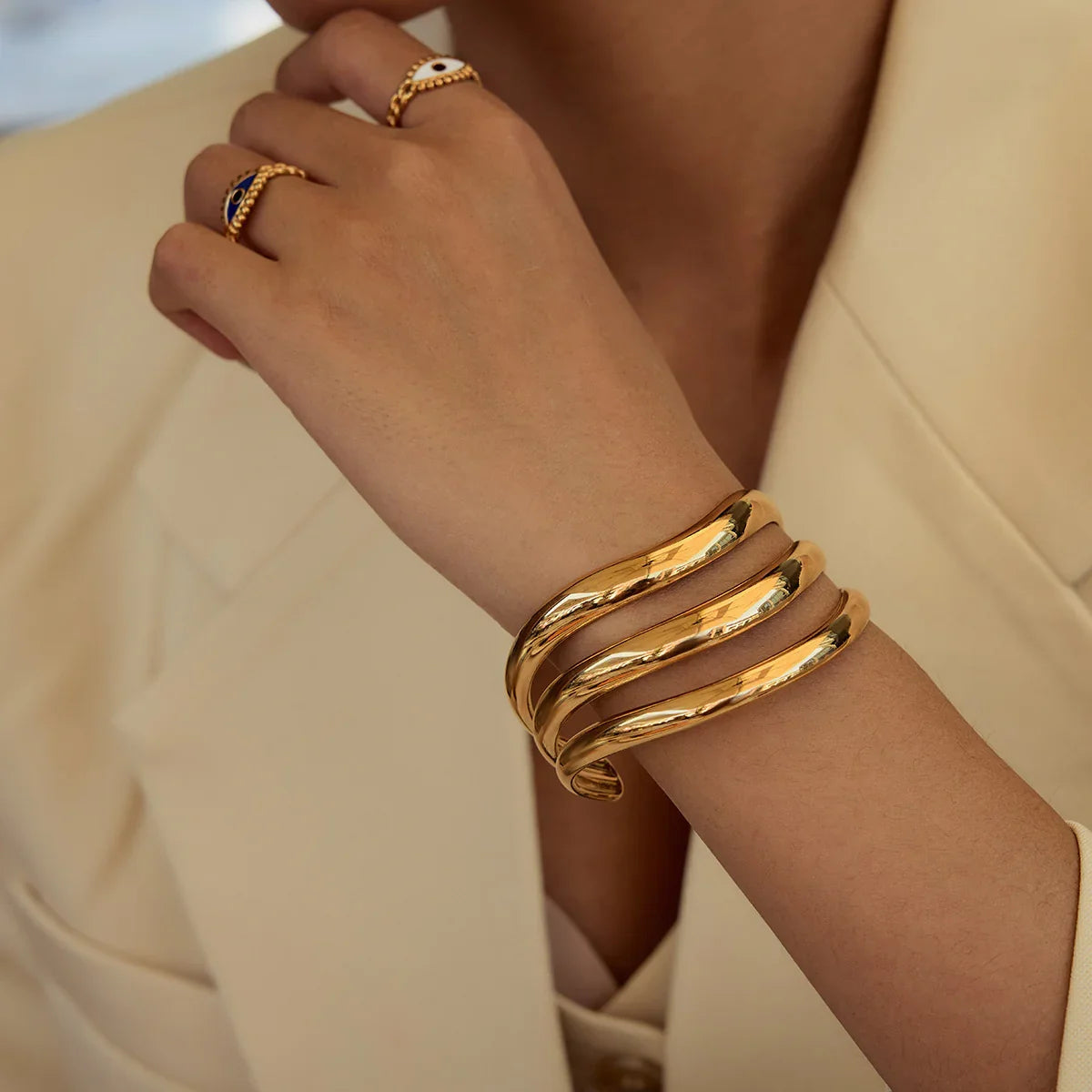[Topon]Meredith Triple Layer Gold Bangle