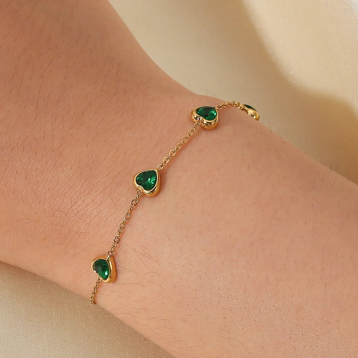 [Topon]Francia Green Heart Bracelet