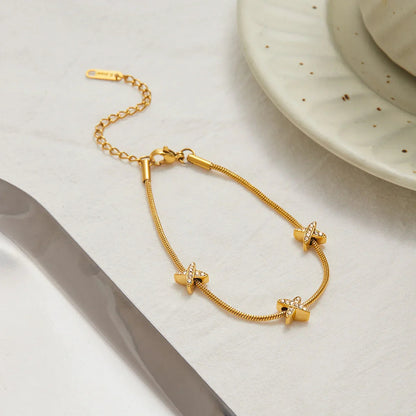 [Topon]Brienne Diamond Cross Herringbone Bracelet