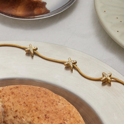 [Topon]Brienne Diamond Cross Herringbone Bracelet