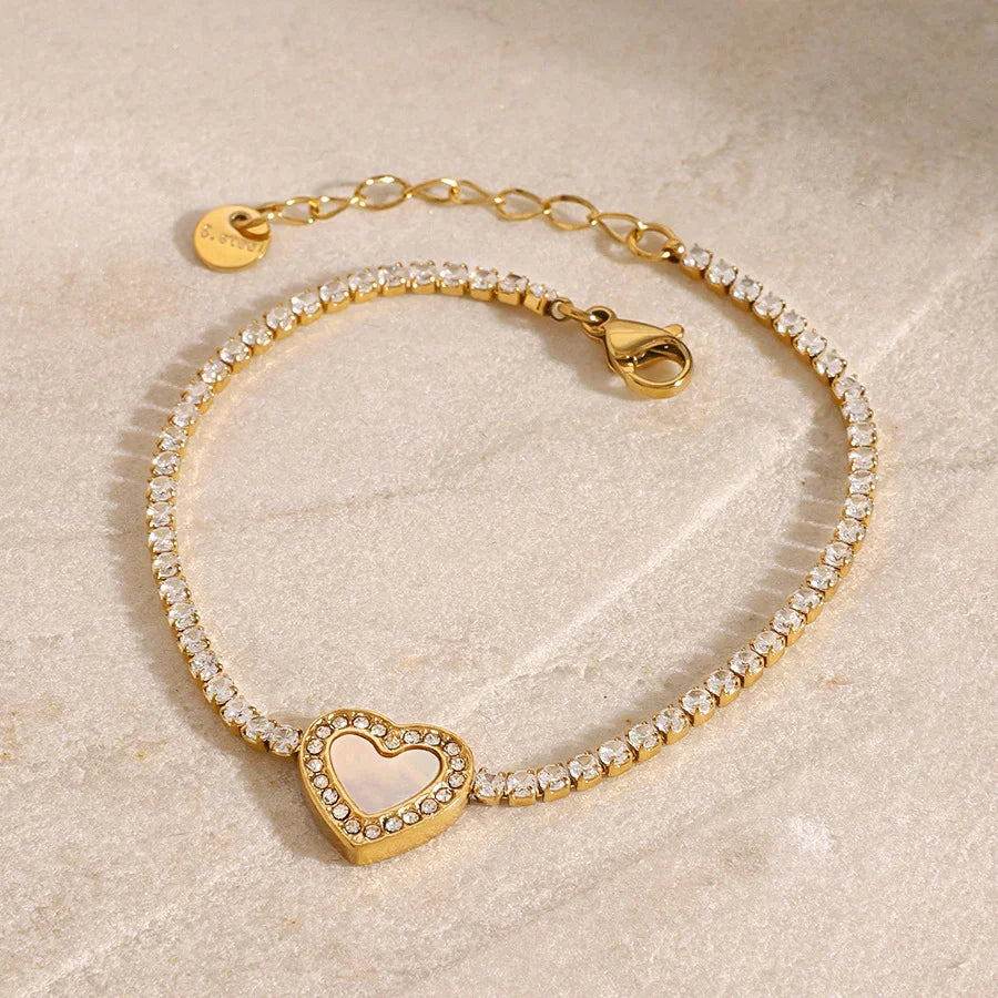 [Topon]Cameron Diamond Heart Tennis Bracelet