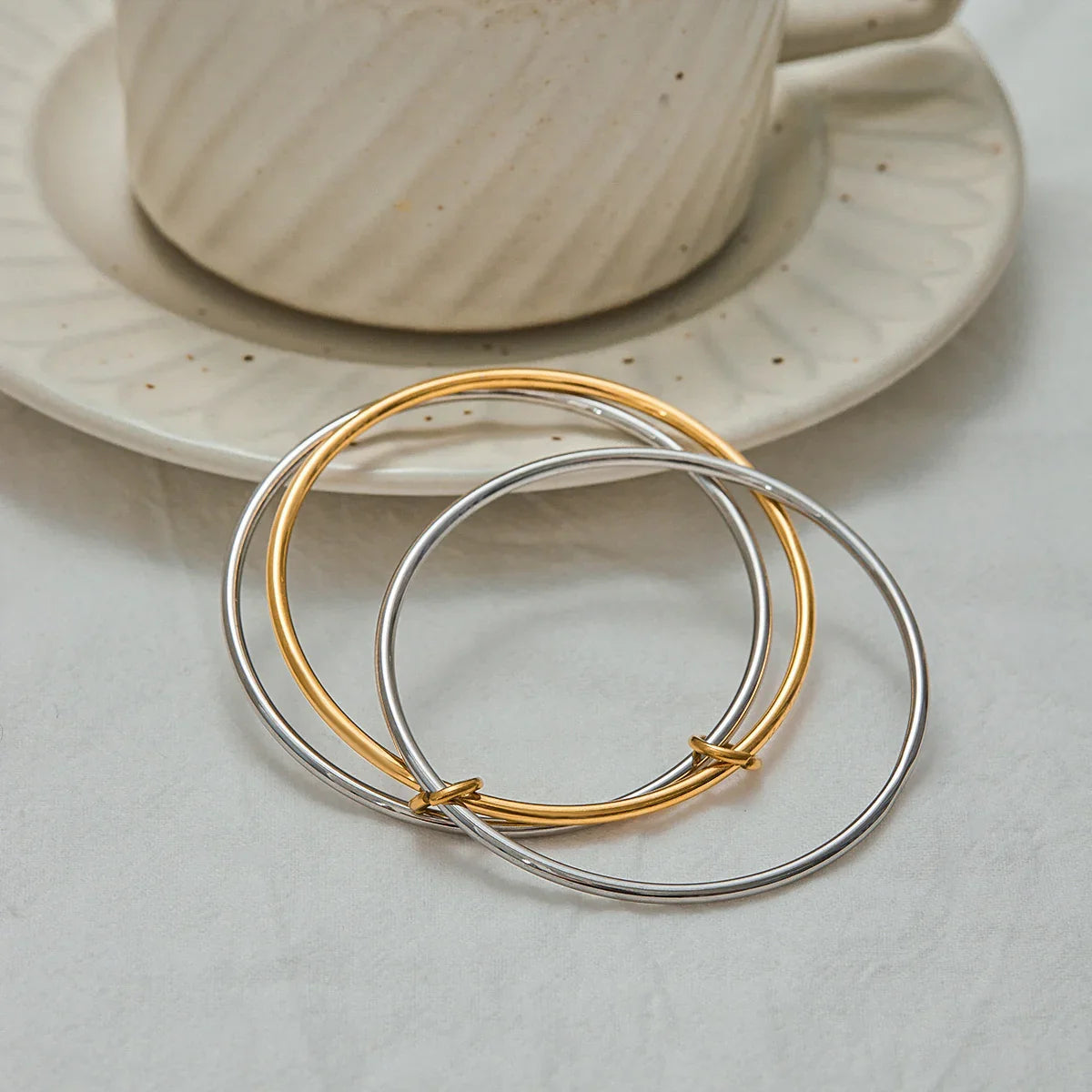[Topon]Romina Two Tone Stacked Bracelet