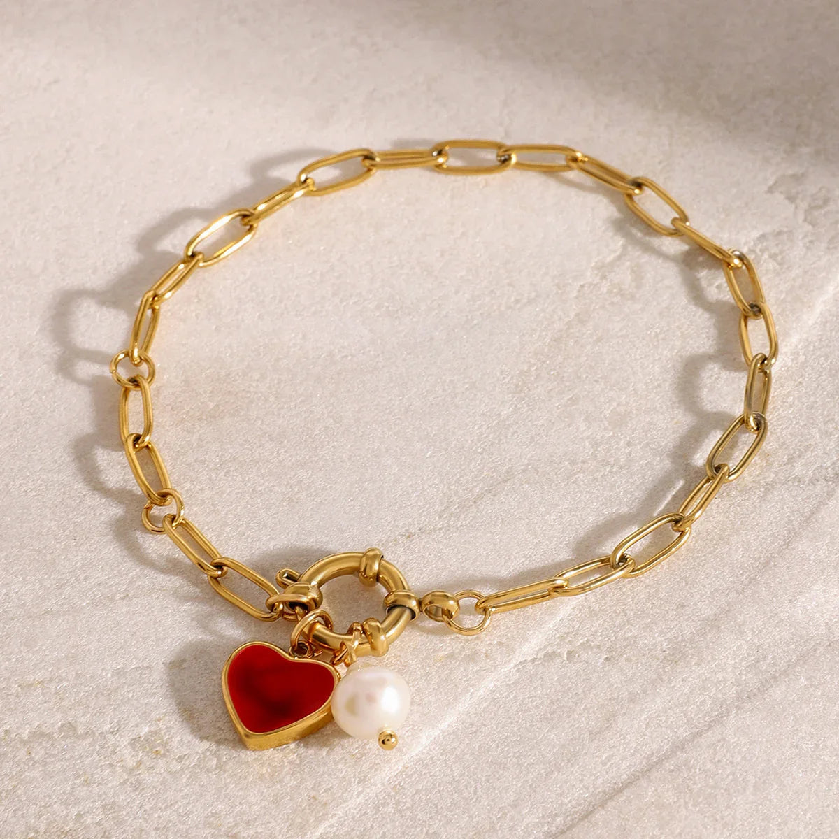 [Topon]Nerissa Heart Chain Pearl Bracelet