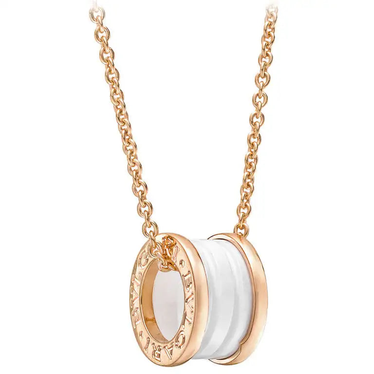 [Topon Jewelry]ZERO 1 WHITE CERAMIC PINK GOLD DIAMOND NECKLACE