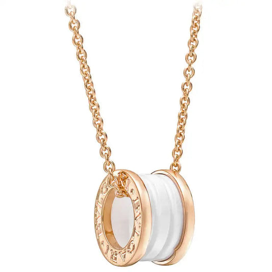 [Topon Jewelry]ZERO 1 WHITE CERAMIC PINK GOLD DIAMOND NECKLACE