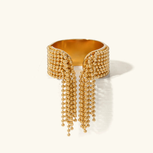 [Topon]Krystelle Gold Tassel Ring