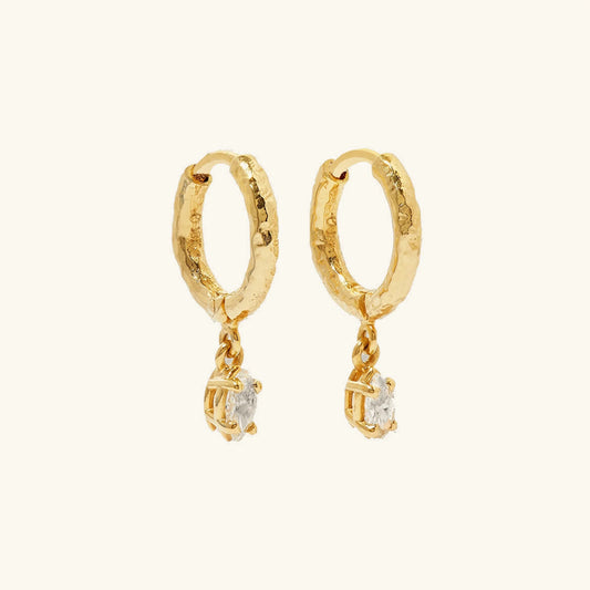 [Topon]Shayla Hammered Diamond Hoops