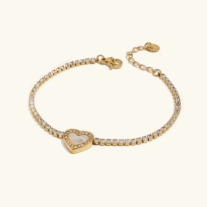 [Topon]Cameron Diamond Heart Tennis Bracelet