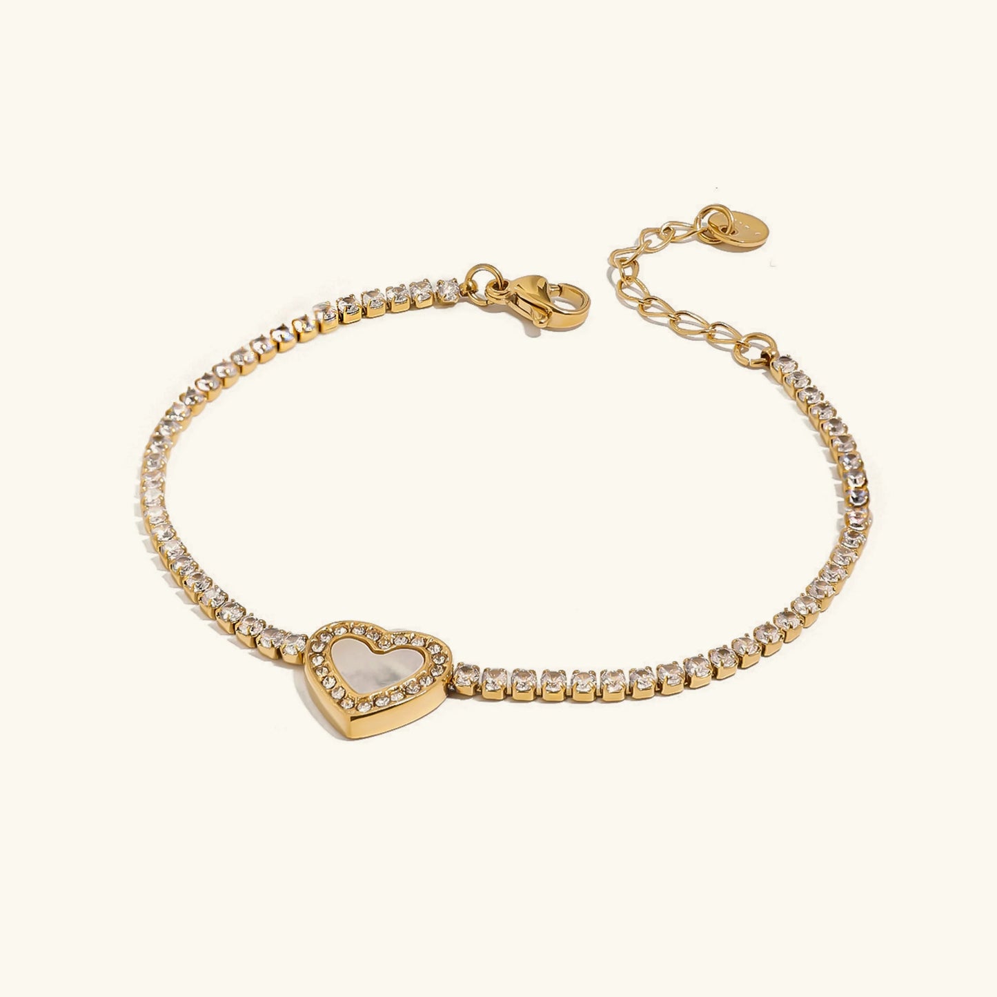 [Topon]Cameron Diamond Heart Tennis Bracelet