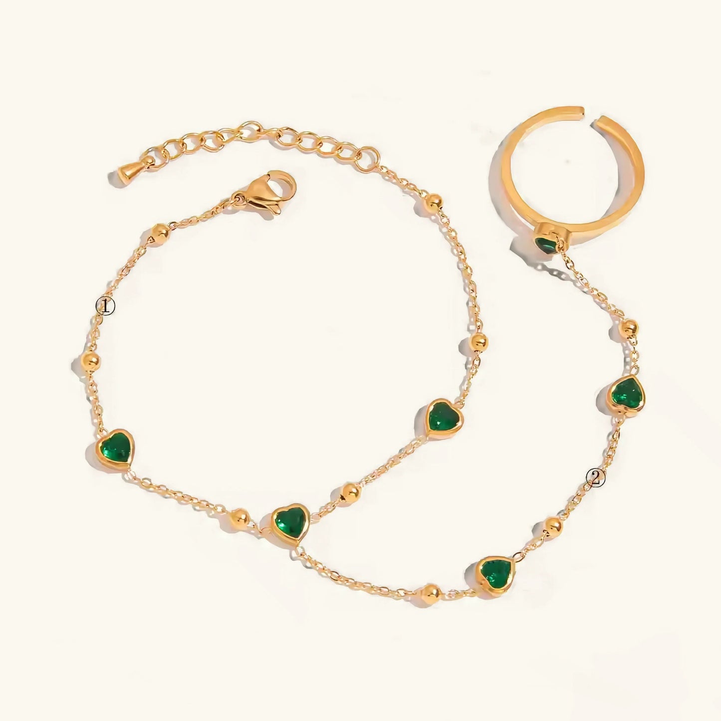 [Topon]Gladys Emerald Heart Hand Chain