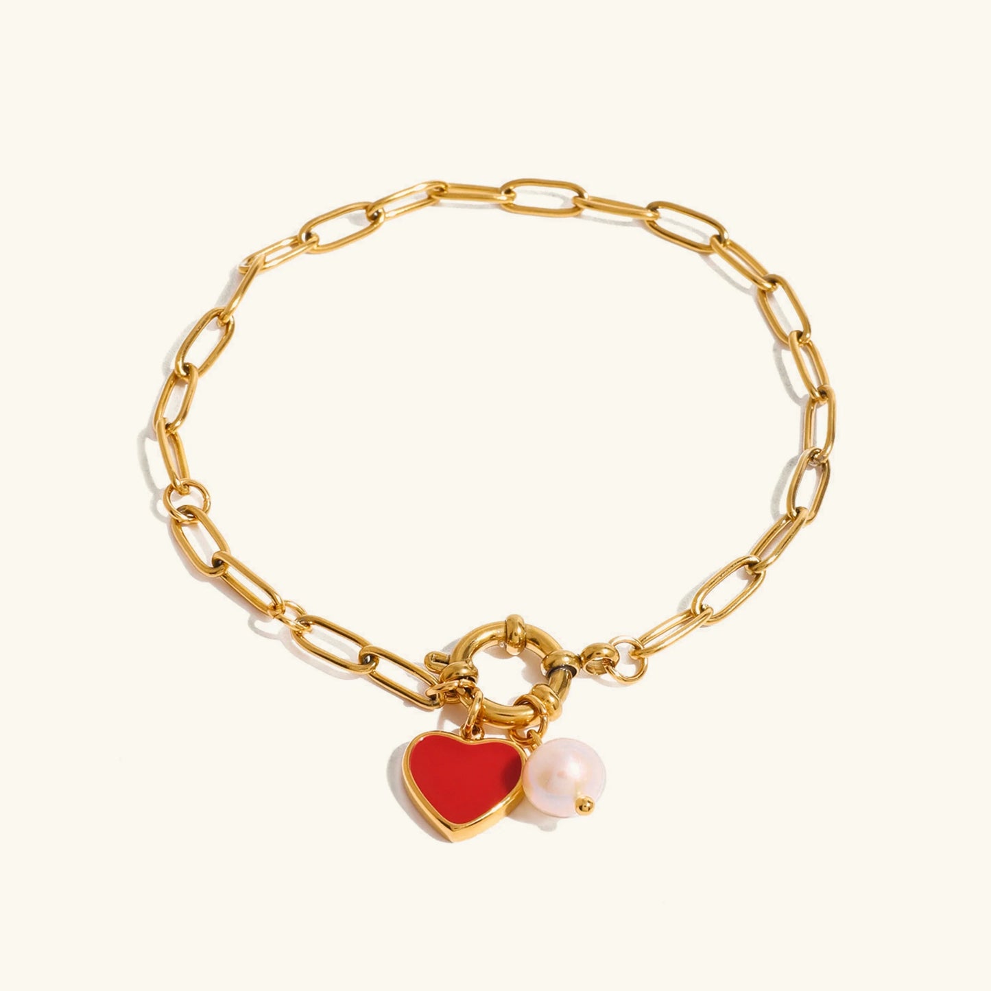 [Topon]Nerissa Heart Chain Pearl Bracelet