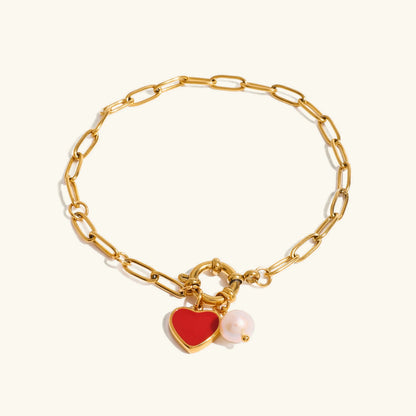 [Topon]Nerissa Heart Chain Pearl Bracelet