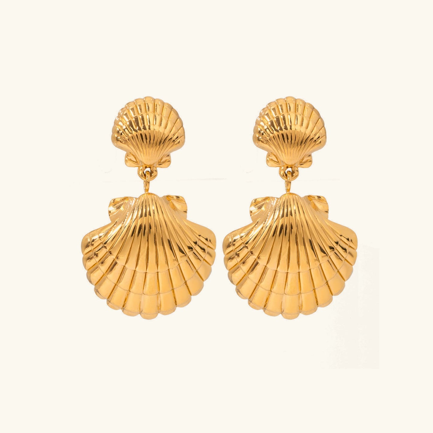 [Topon]Sandy Gold Seashell Earrings