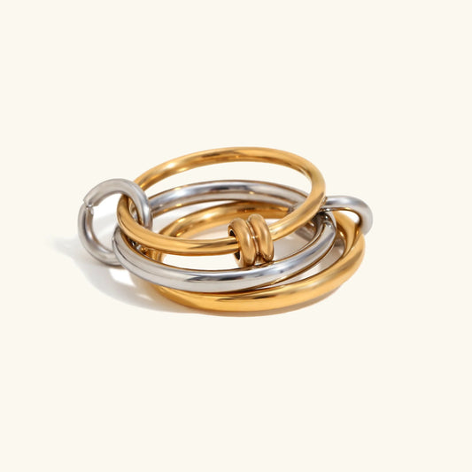 [Topon]Jessica Two-Tone Ring Stack