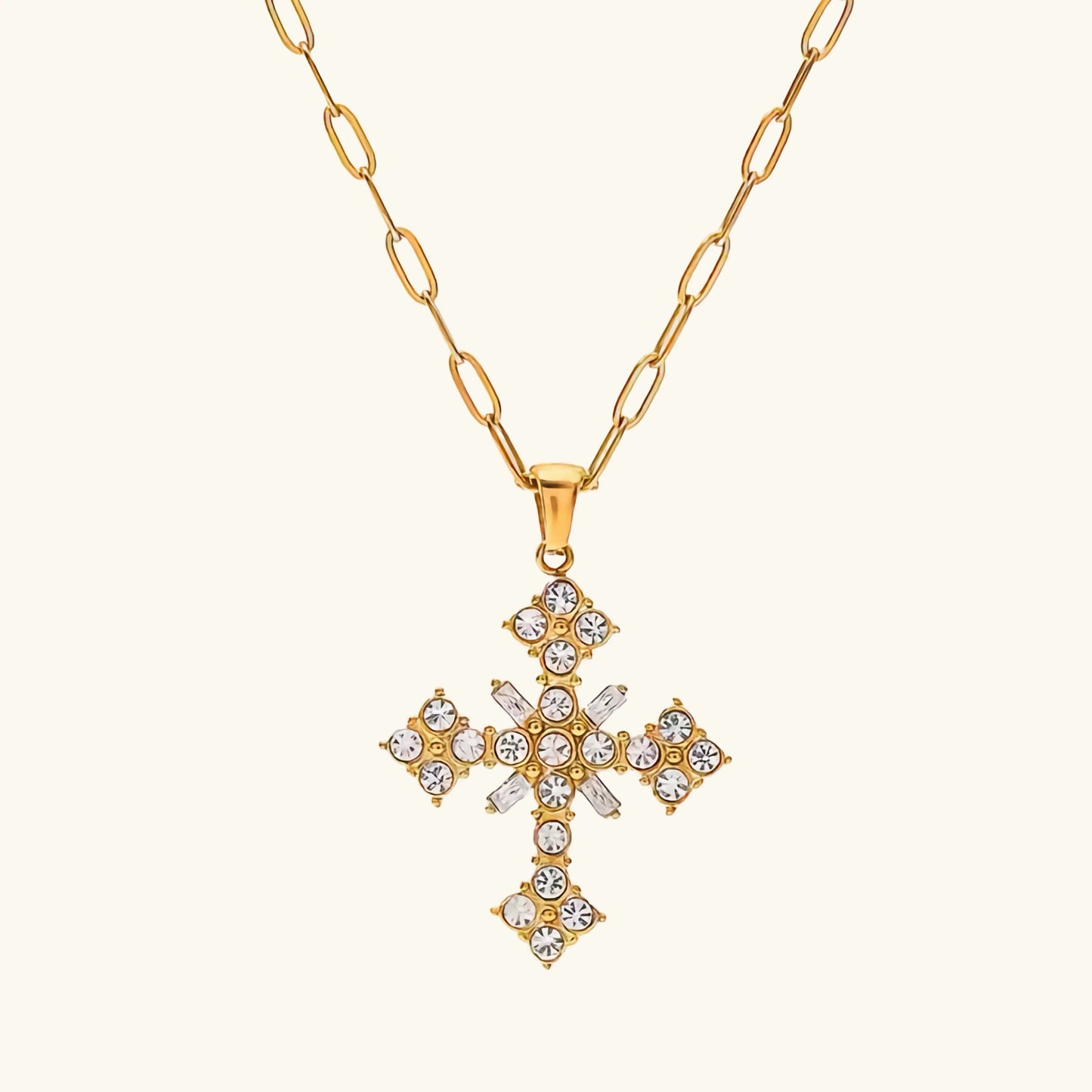 [Topon]Divina Crystal Cross Necklace
