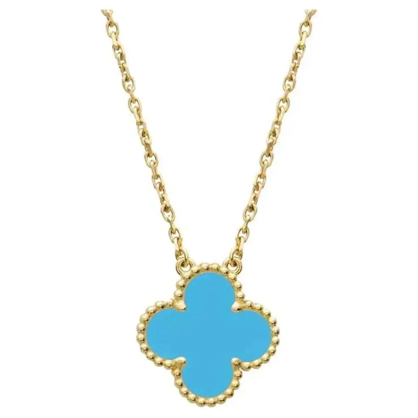 [Topon Jewelry]CLOVER 15MM VINTAGE TURQUOISE NECKLACE