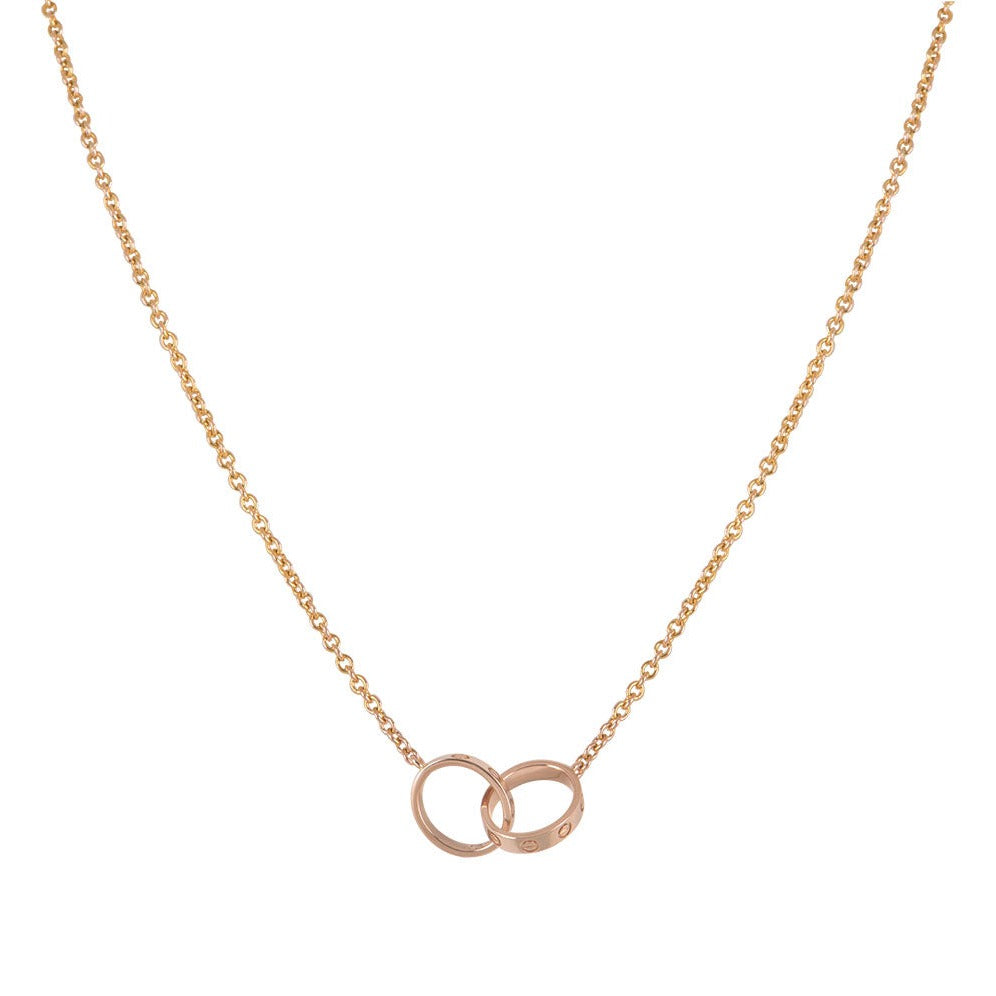 [Topon]LOVE NECKLACE DOUBLE RING PINK GOLD