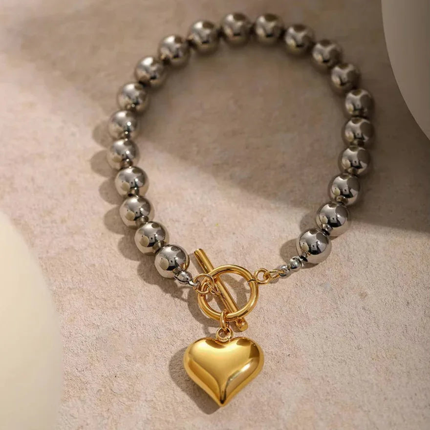 [Topon]Alicia Chunky Bead Heart Bracelet