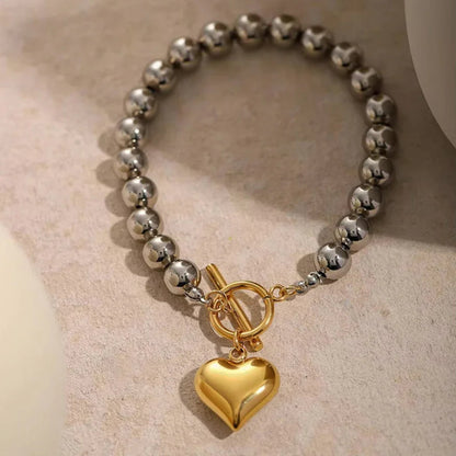 [Topon]Alicia Chunky Bead Heart Bracelet
