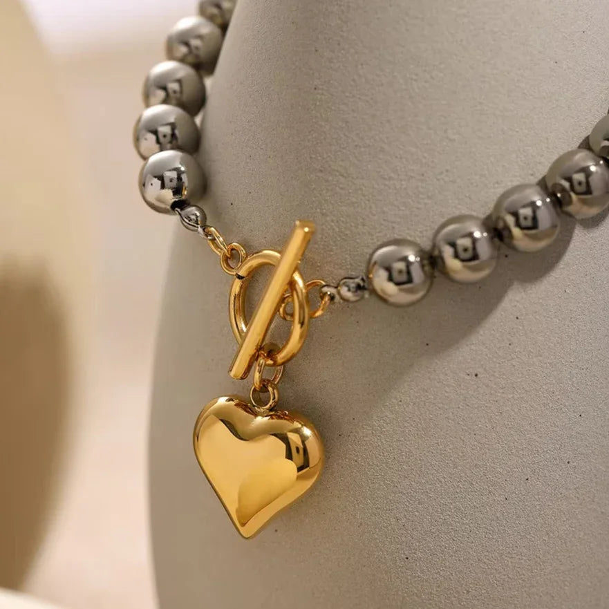 [Topon]Alicia Chunky Bead Heart Bracelet